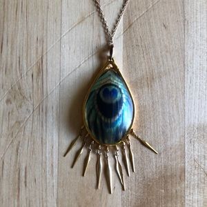 Alexis Bittar peacock feather style pendant